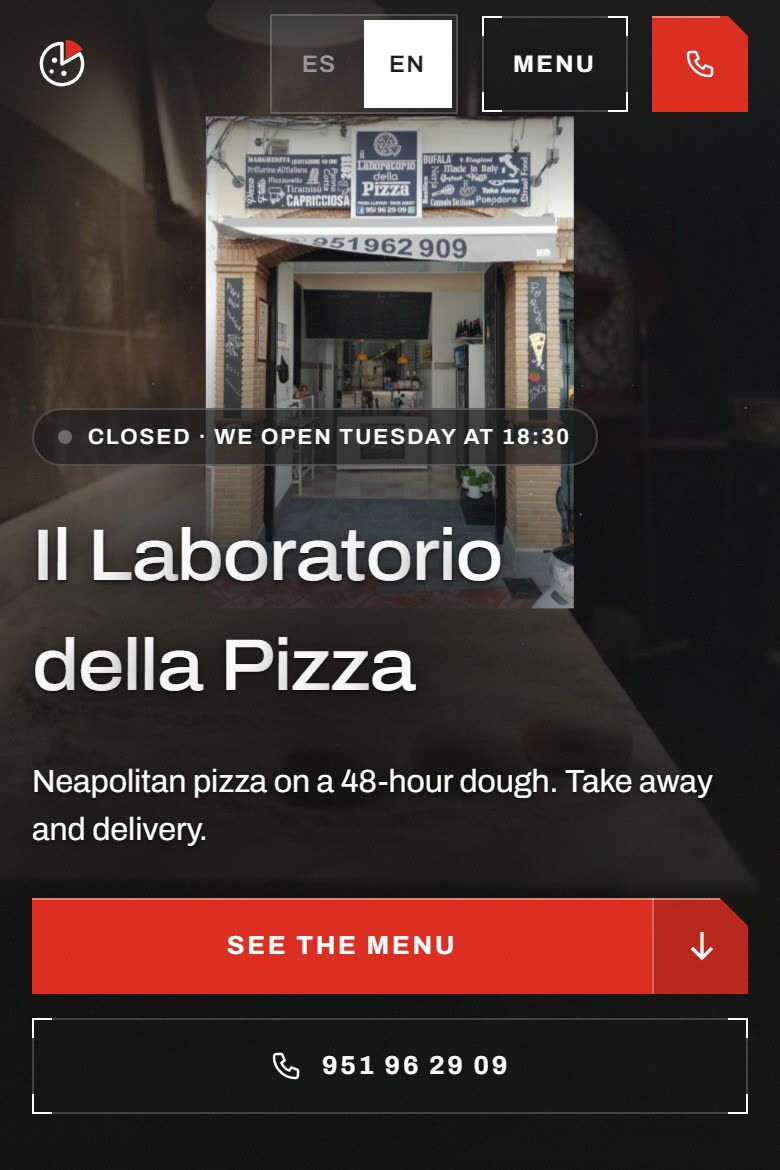 Le site Il Laboratorio della Pizza sur téléphone : la devanture de la pizzeria